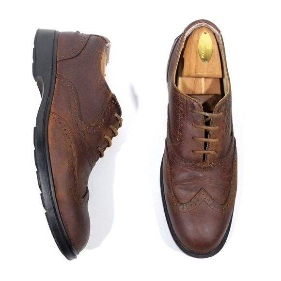 Sebago Brenton Leather Vibram Wingtip Brogue Oxfords Dress Shoes Men's 9 Brown - Picture 1 of 11